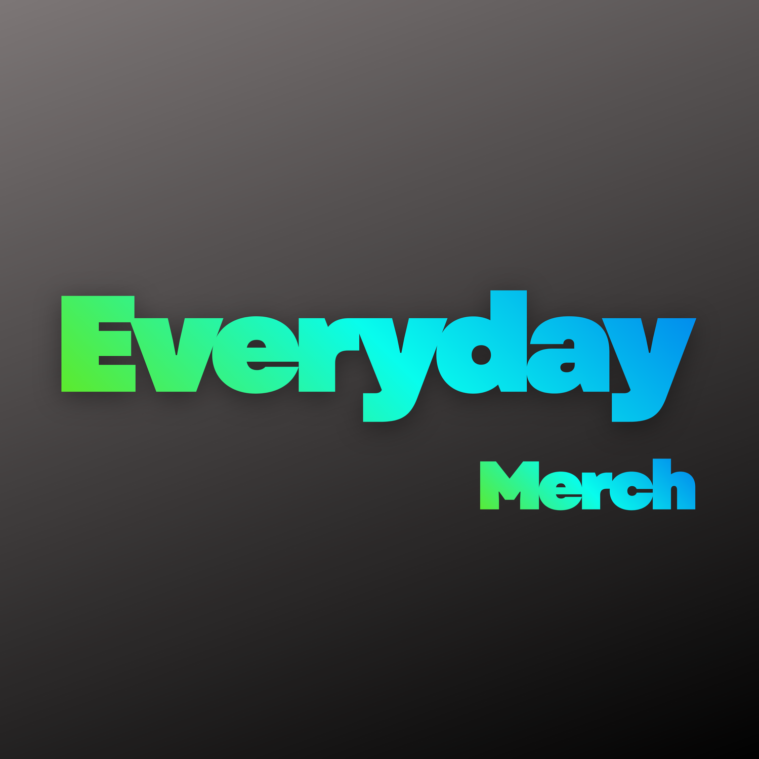 “Gradient text logo reading ‘Everyday Merch’ in green and blue on a dark background.”