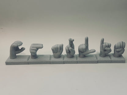ASL Personalized” 3D Printed Fingerspelling Hand Sculpture