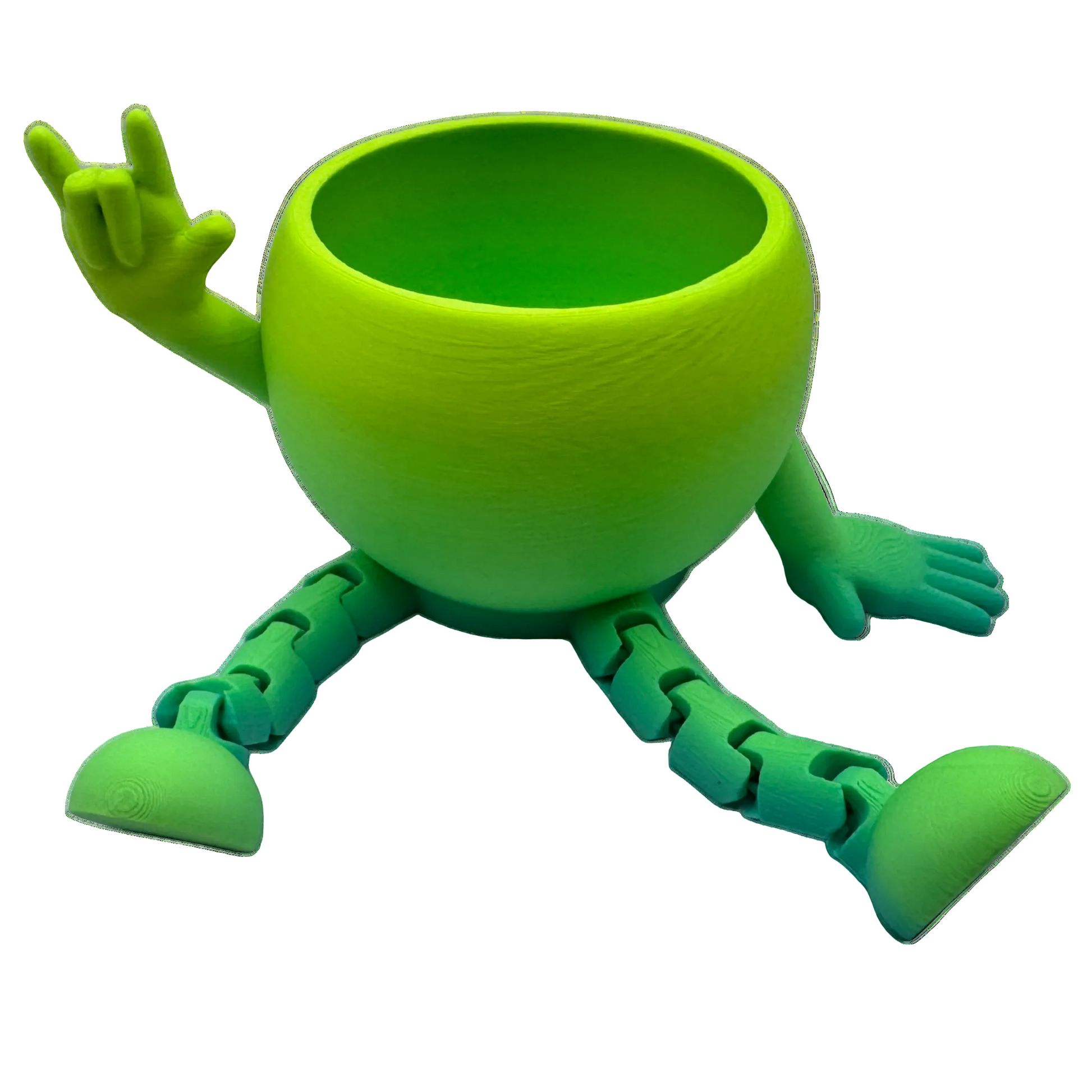 Green ASL ILY plant pot on a white background