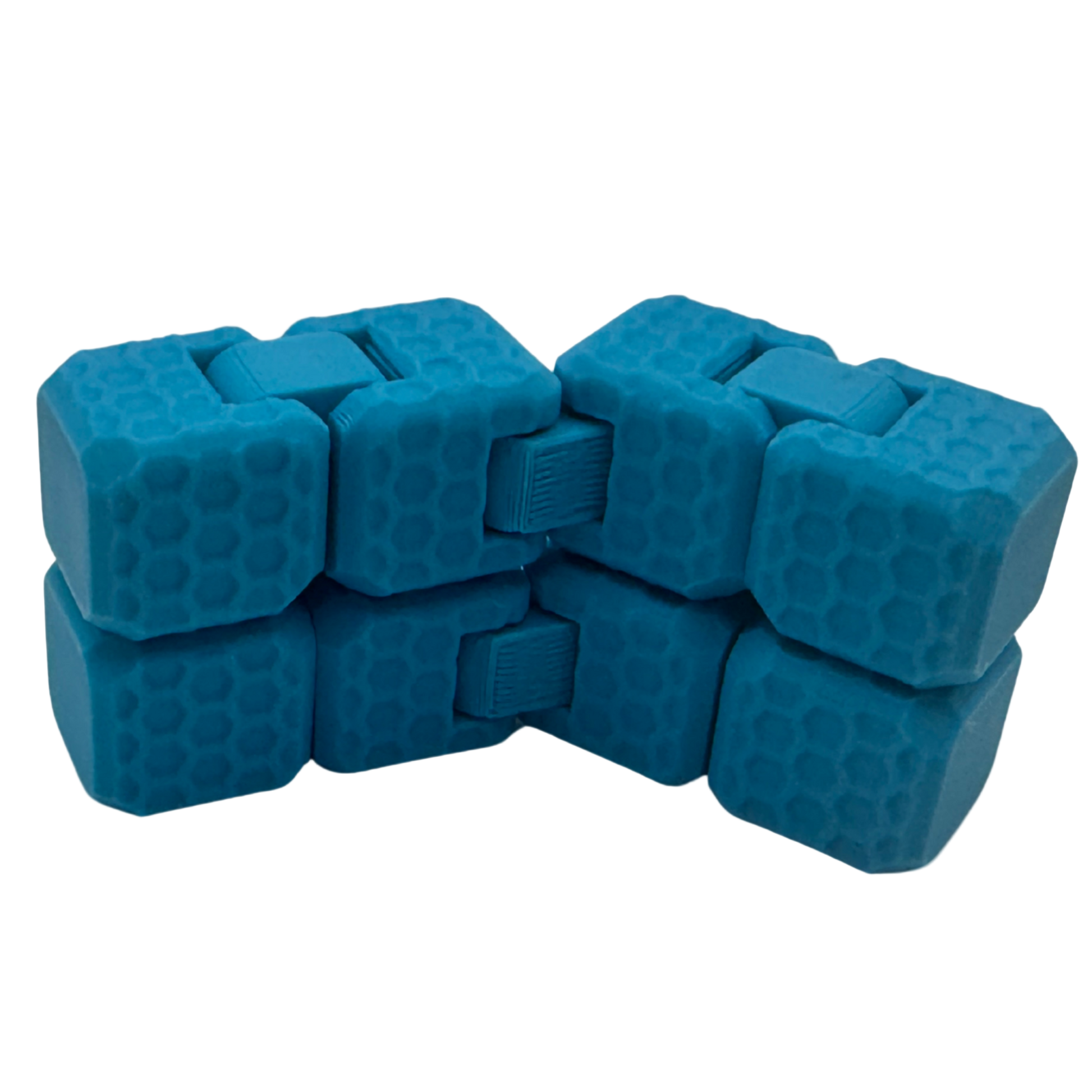 Blue cube fidget on a white background