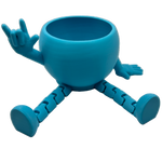 Turquoise ASL ILY plant pot on a white background