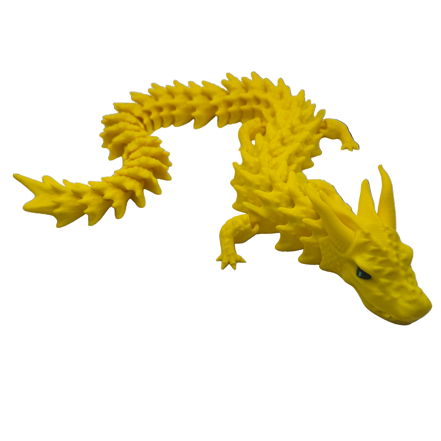 Yellow dragon toy figure on a white background